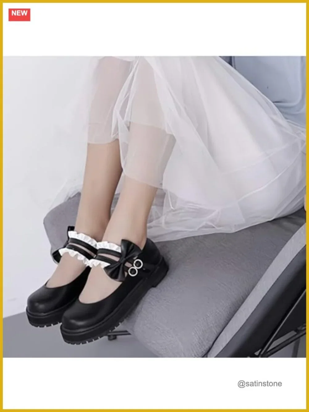 Lolita Mary Jane Flats with Bow - Kawaii Cosplay Shoes